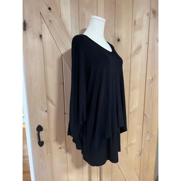 Soft Surroundings | Black Knit V Neck Overlay Top | Size Large - Picture 2 of 13